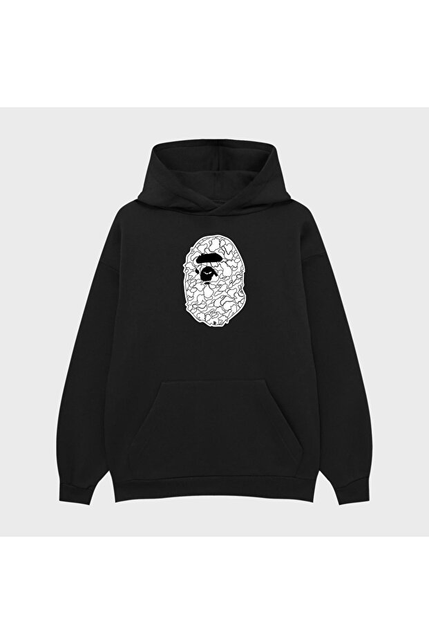Unisex Bathing White Camo Printed 3 Thread Ş Fleece-Lined Hoodie Sweatshirt
