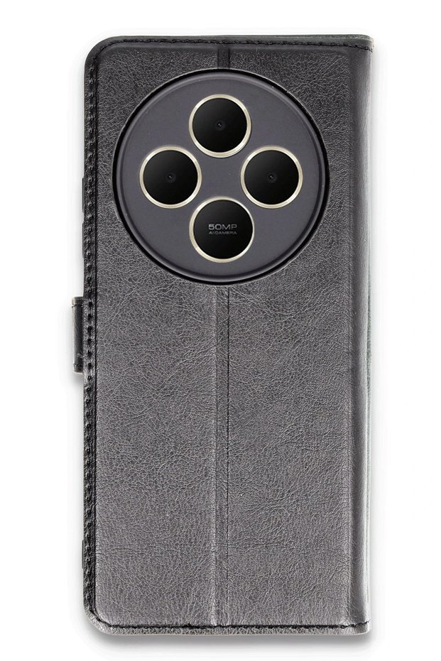 Xiaomi Redmi 14C Compatible Camera Protected Flip Leather Case with Stand and Card Holder