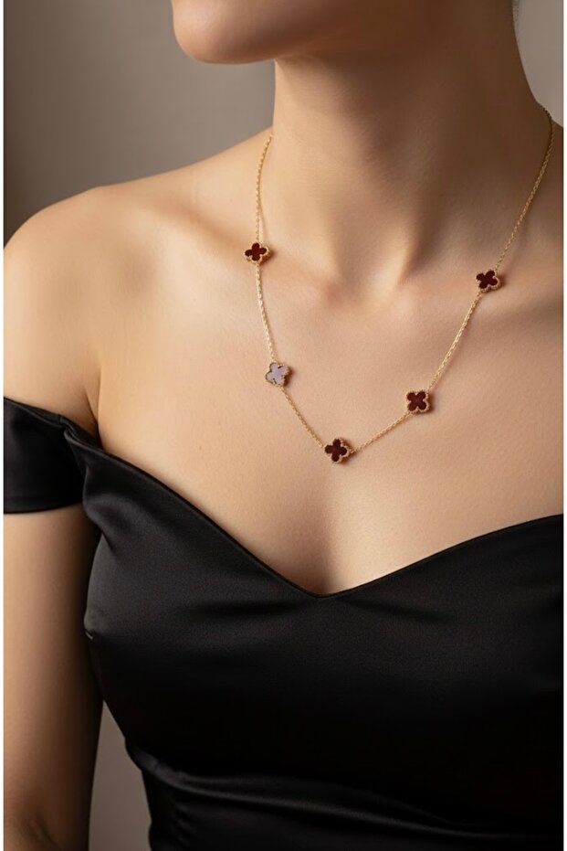 Çift Taraflı Yonca Model Kolye - 1