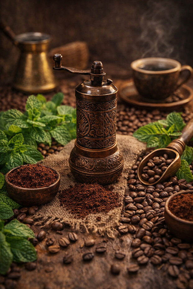 مطحنة القهوة والنعناع اليدوية - مطحنة توابل يدوية بنمط كلاسيكي مقاس 9 سم