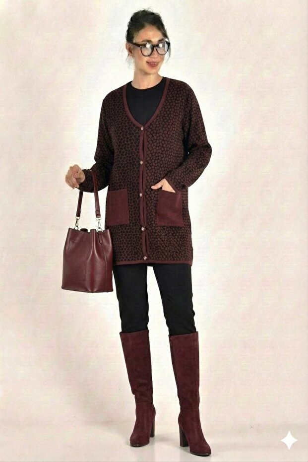 Classic Leopard Print Knitwear Jacket
