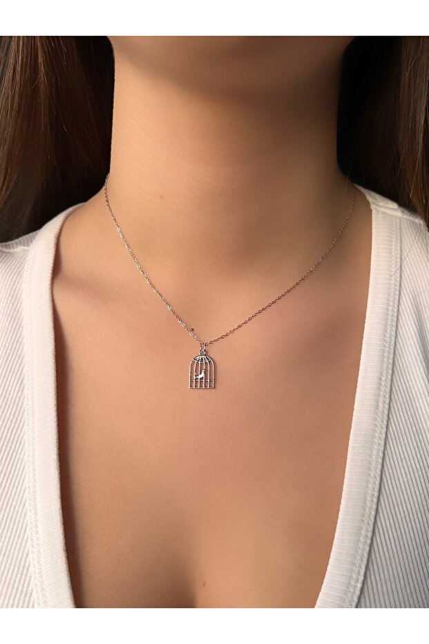 Kafesli Kuş Kolye - 1