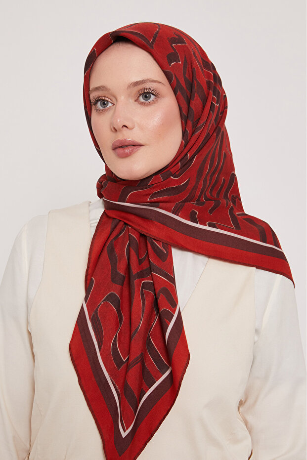 Women's Geometric Striped Pattern Viscose Floss Scarf