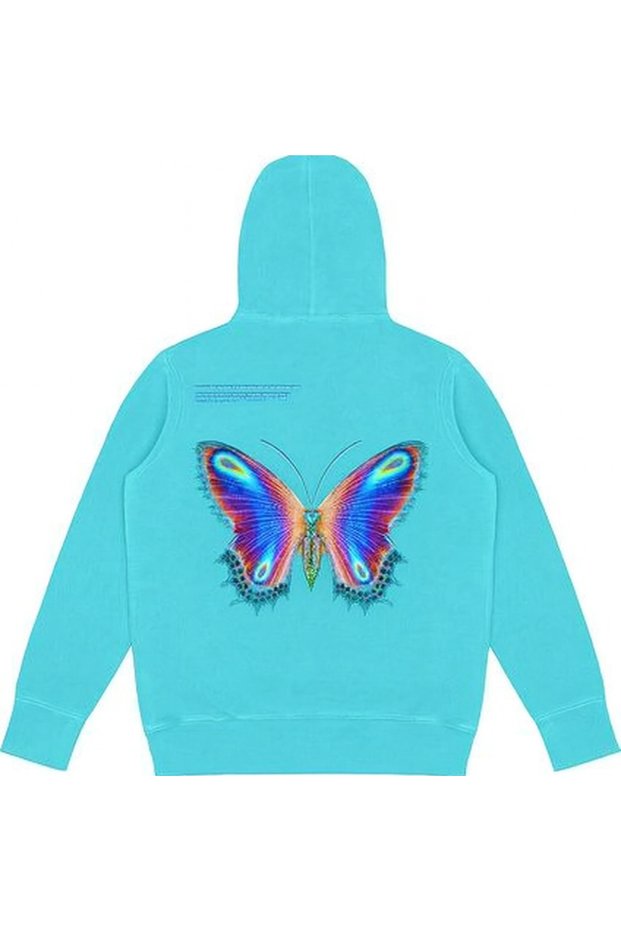 Unisex Oversized Hooded Colorful Butterfly Pattern Streetwear Graphic Print Sweatshirt