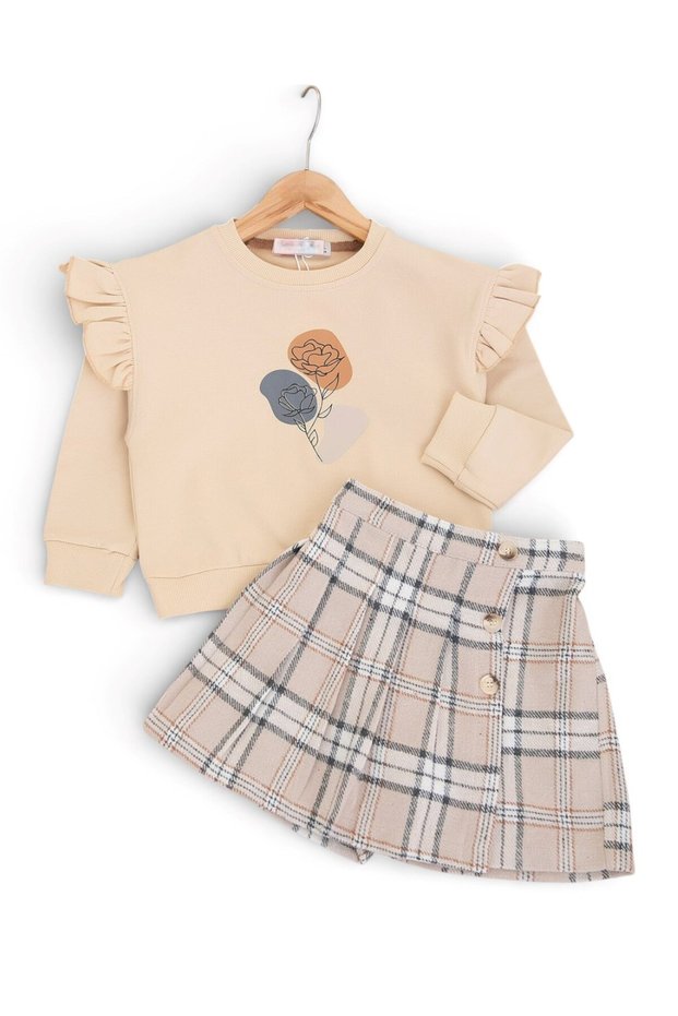 Girl's 4-5-6-7-8 Year Old Ruffled Blouse and Shorts Skirt Stylish Children's Set L Festive Girl's Set