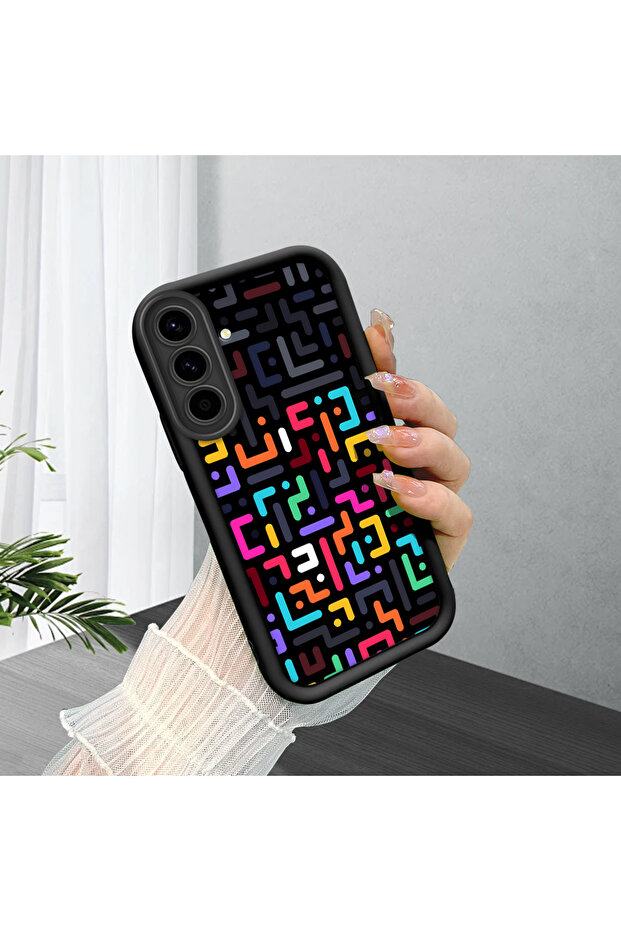 ucuc Samsung Galaxy A56 Compatible Black Silicone Case Geometric ...