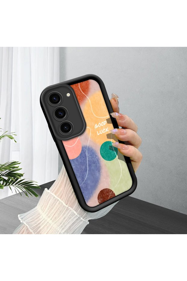 Samsung Galaxy S23 Compatible Flexible Black Silicone Shock-Absorbing Phone Case Vintage Pattern