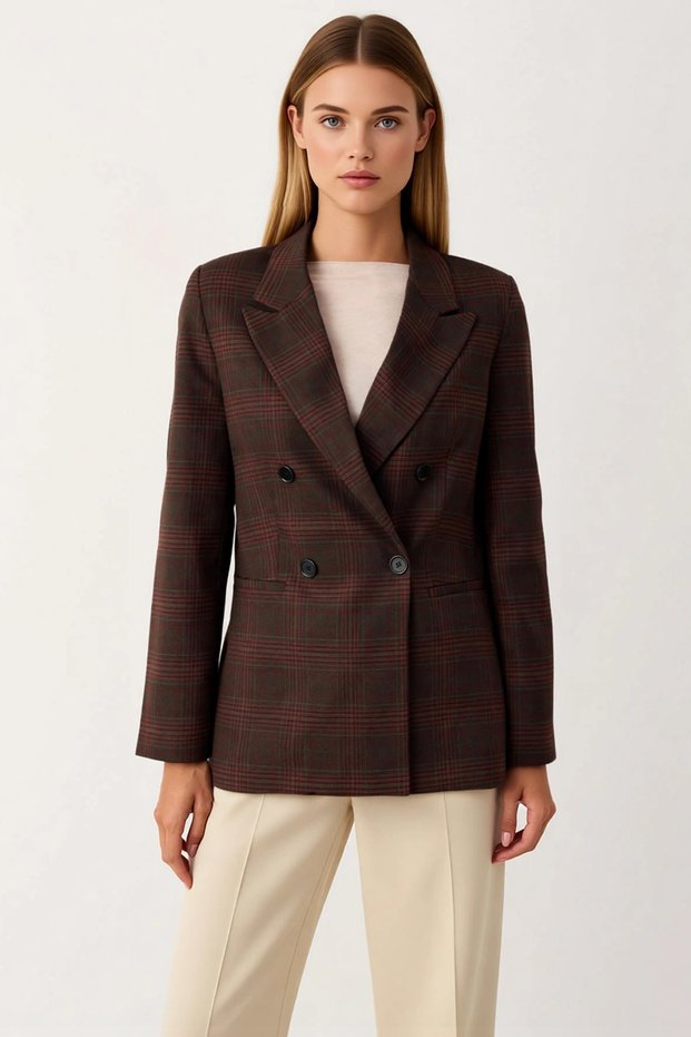 Women's Jacket Collar Long Sleeve Regular Fit Plaid Woven Functional Durable Quality Aesthetic