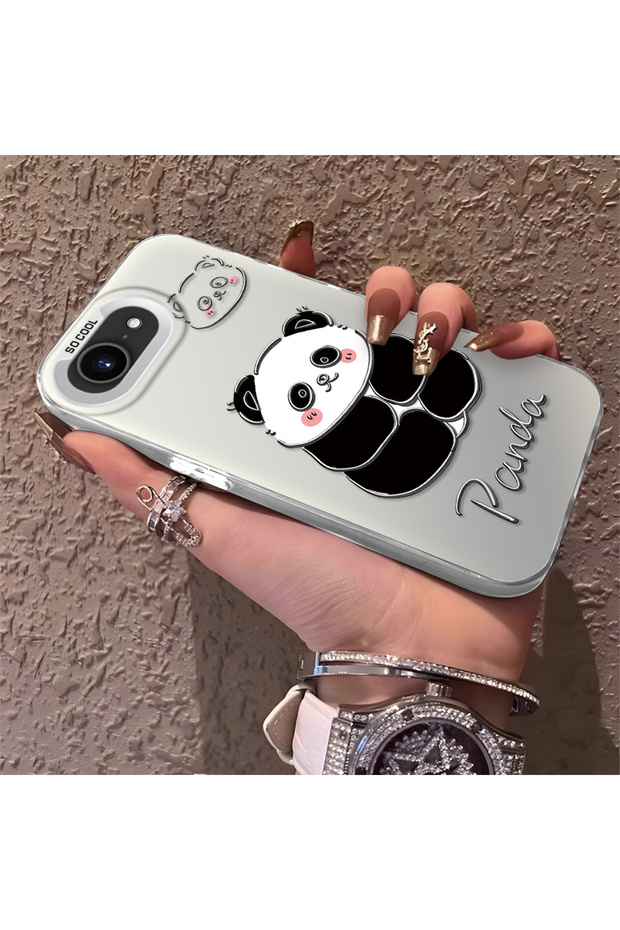 غطاء سيليكون متوافق مع هاتف iPhone 16e بنمط الباندا اللطيف ومقاوم للصدمات - 2