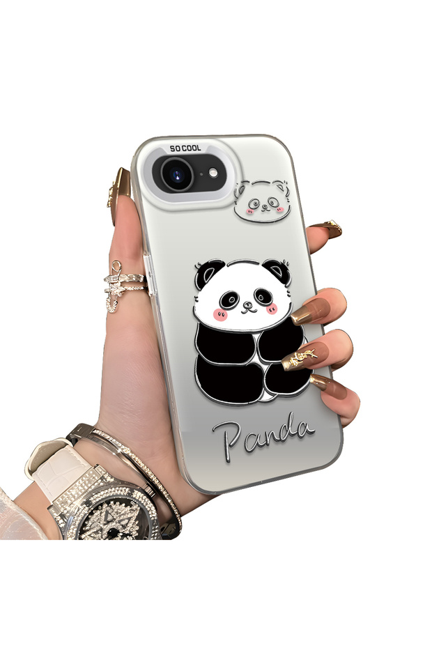 غطاء سيليكون متوافق مع هاتف iPhone 16e بنمط الباندا اللطيف ومقاوم للصدمات - 1