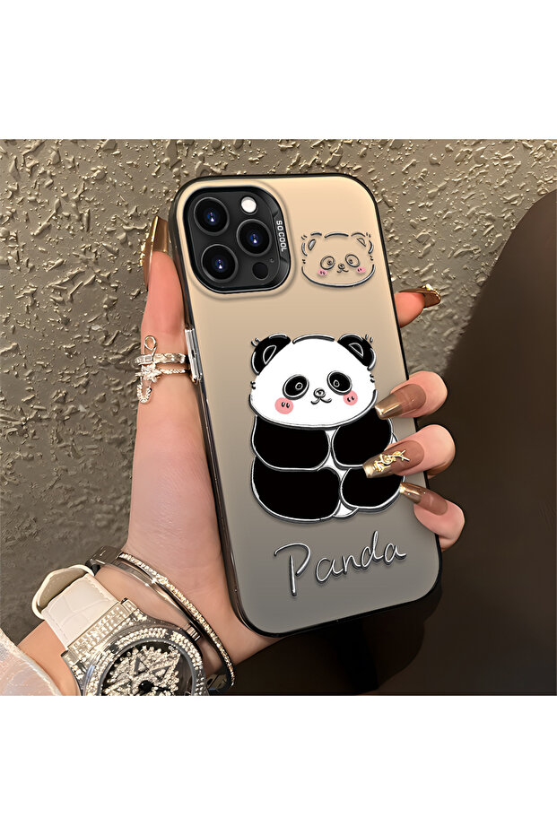 غطاء سيليكون متوافق مع هاتف iPhone 15 Pro بنمط الباندا اللطيف، غطاء مقاوم للصدمات - 5