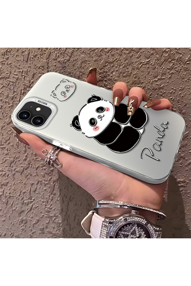 غطاء سيليكون متوافق مع هاتف iPhone 12 بنمط الباندا اللطيف ومقاوم للصدمات - 2