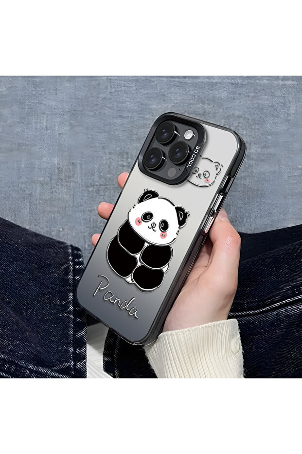 غطاء سيليكون متوافق مع آيفون 16 بنمط الباندا اللطيف، حافظة مقاومة للصدمات - 6