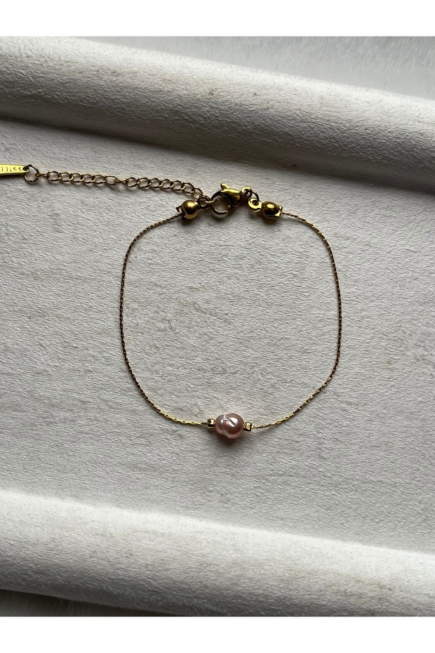 Real Purple Pearl Steel Bracelet Handmade Non Tarnish