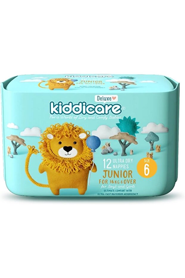 Kiddicare Baby Deluxe Junior Diaper Nappy, Size 6, 12 Count