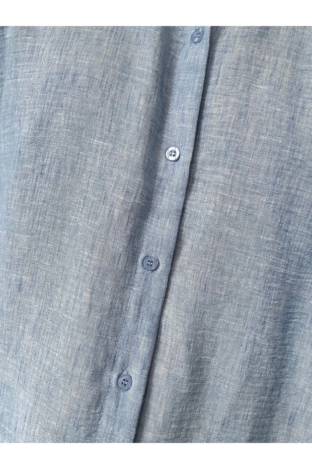 Oversize Mavi Klasik Gömlek - 3