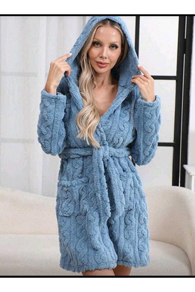 Thick velsoft hooded robe - 3