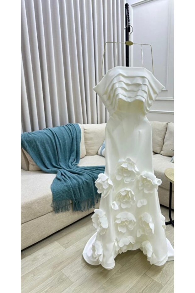 مشاعل ~ فستان سهره ايكرو مميز وراقي ورود بارزه - 4