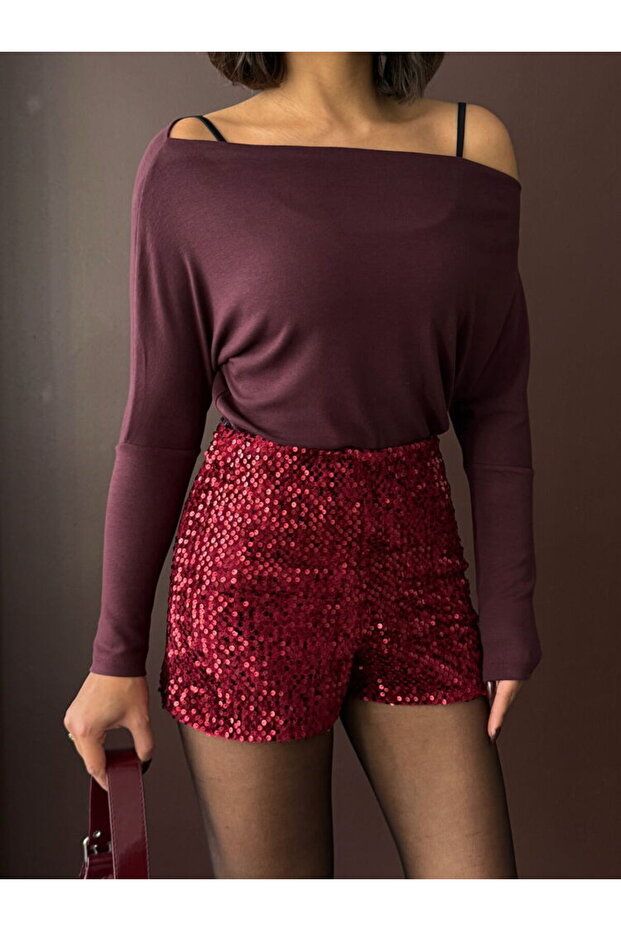 PULLU KADİFE ŞORT - 1