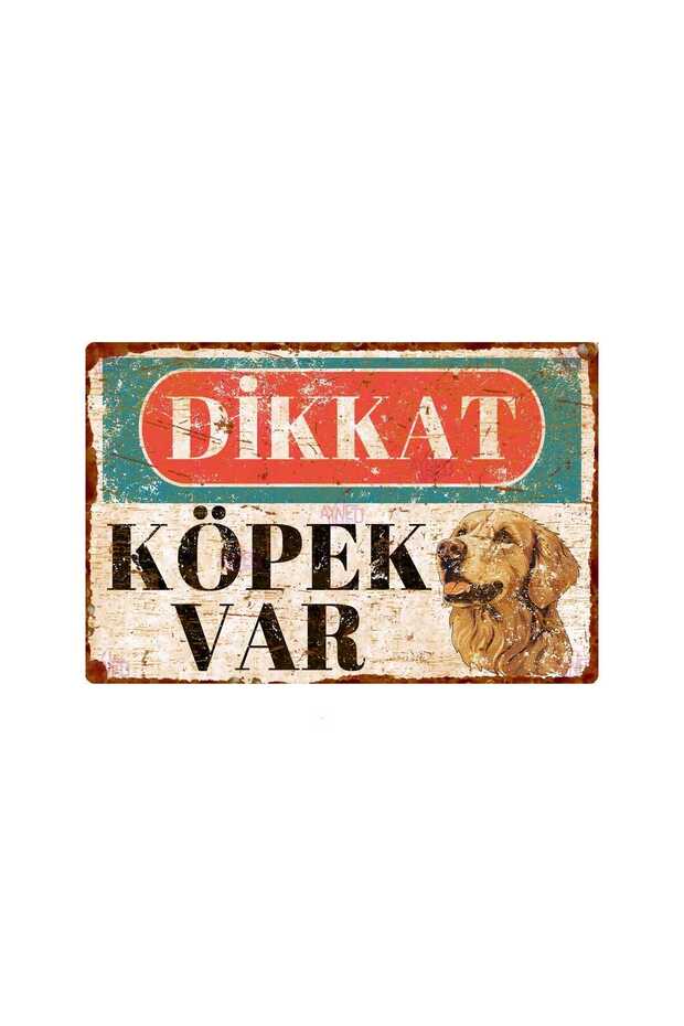 Caution There Is a Dog Golden Retriever Metal Sign – Rusty Look Vintage Plaque - 15X22.5 cm