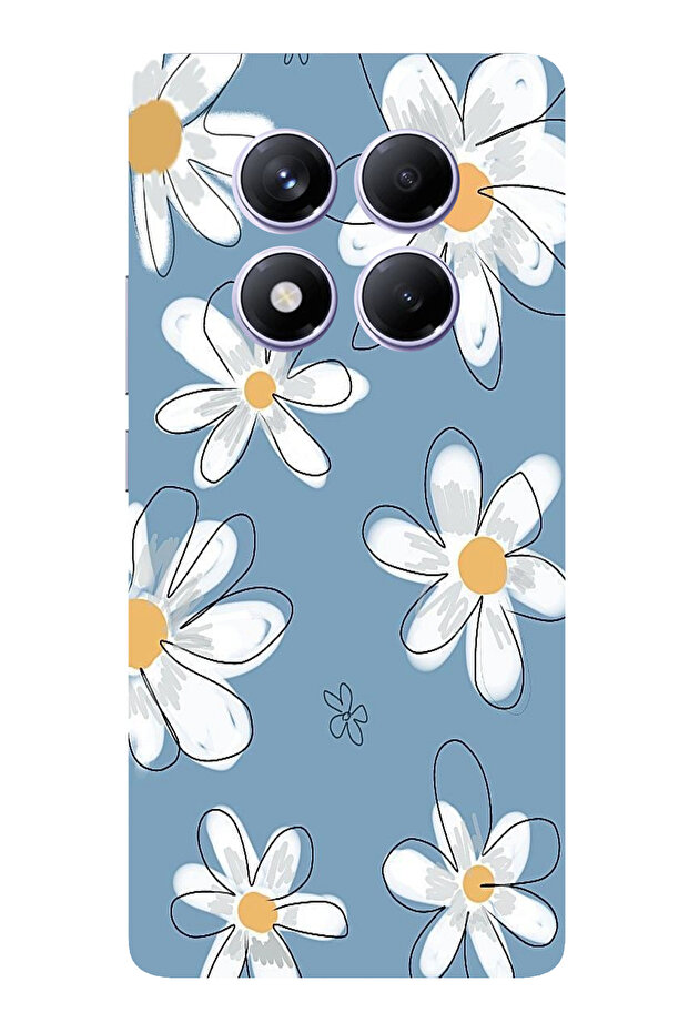 Redmi Note 14 Pro Plus Compatible Blue Daisy Garden Printed Silicone Case - 1