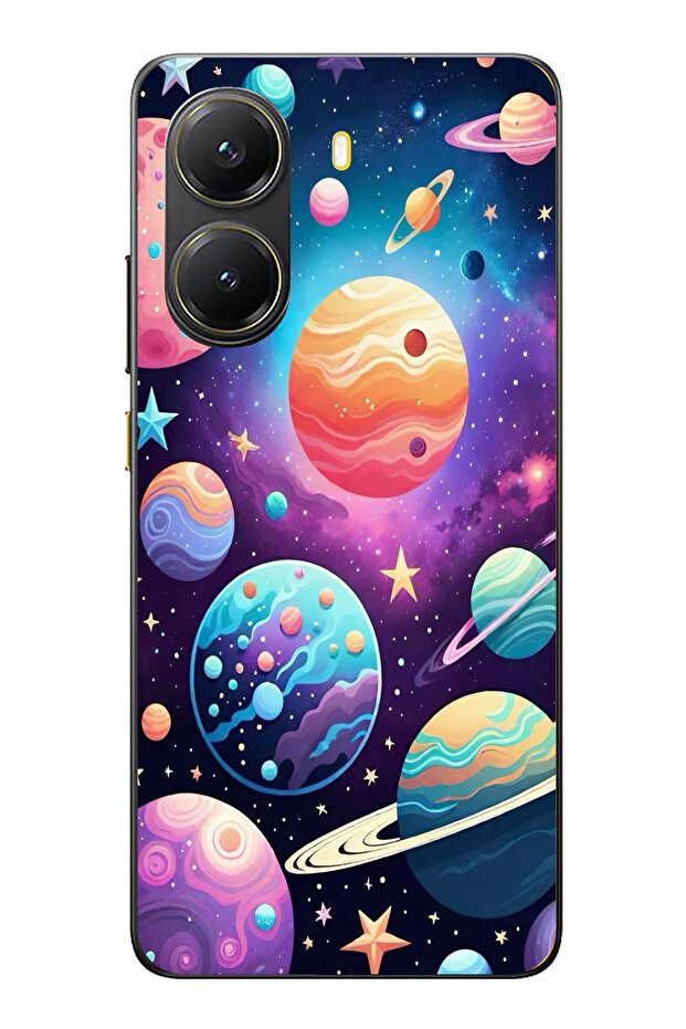 حافظة سيليكون مطبوع متوافقة مع POCO X7 PRO بنمط الفضاء والكواكب والنجوم - 1