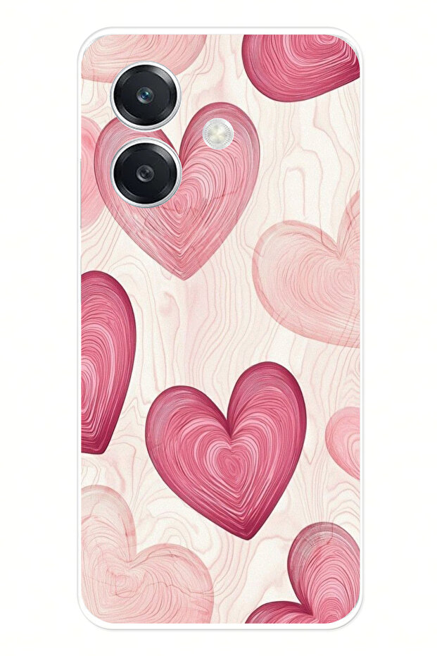 حافظة سيليكون متوافقة مع هاتف OPPO A3 باللون الوردي الخطوي مطبوع - 1