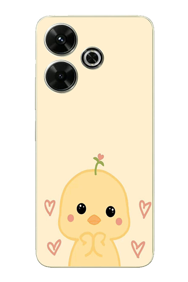 Redmi 13 Compatible Cute Chick and Heart Patterned Printed Silicone Case - 1