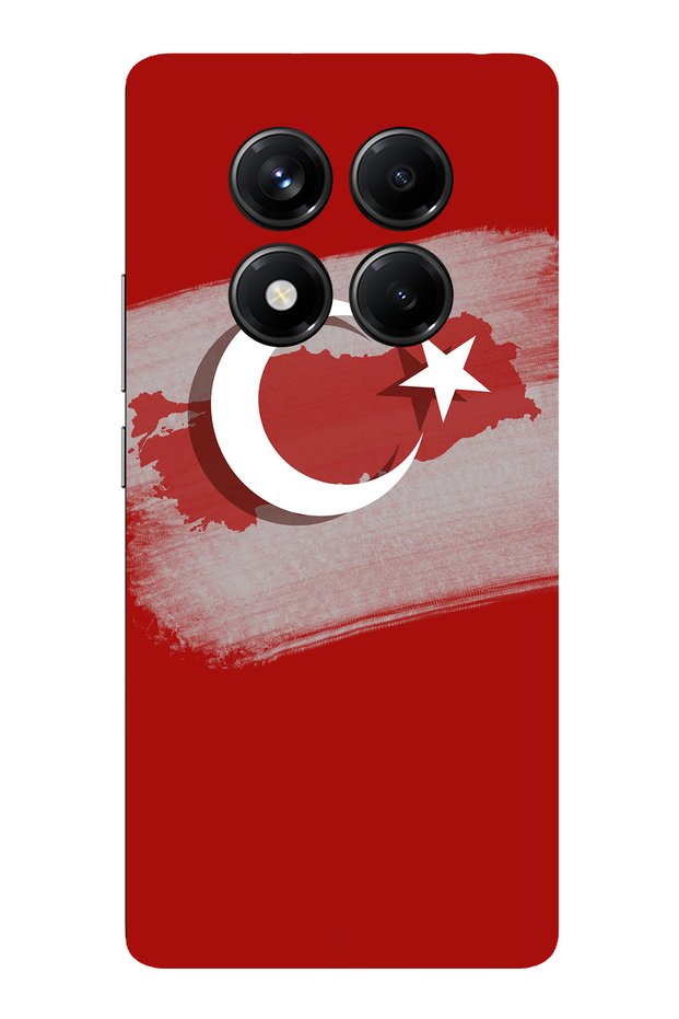 حافظة سيليكون متوافقة مع هاتف Redmi Note 14 PRO 5G مع خريطة تركيا وعلم تركيا مطبوع
