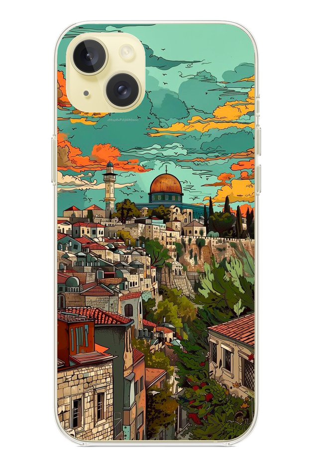 iPhone 15 Plus Compatible Free Palestine and Dome of the Rock Printed Silicone Case