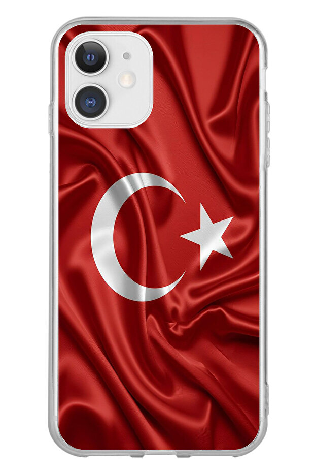 iPhone 11 Compatible Turkish Flag Printed Silicone Case - 1