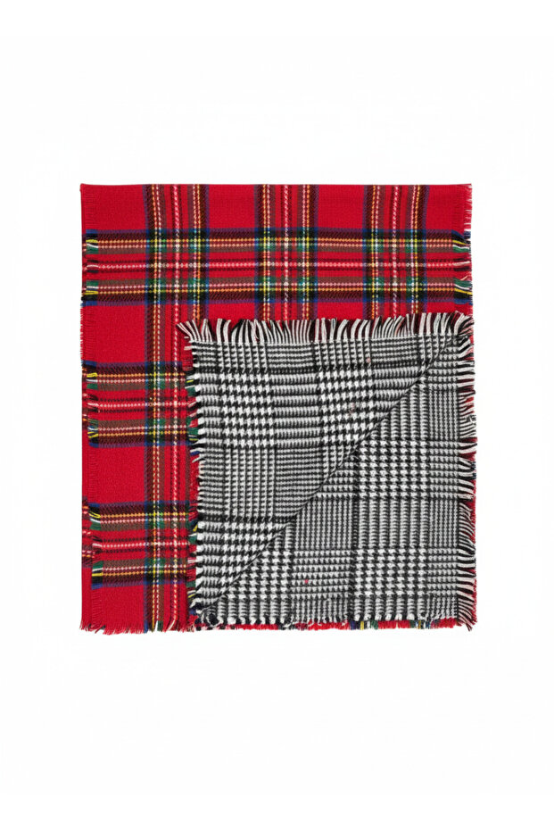 Red Double-Sided 2026 Scottish Plaid Scarf-Shawl Native Product