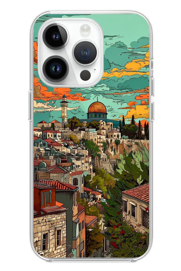 iPhone 14 Pro Compatible Free Palestine and Dome of the Rock Printed Silicone Case