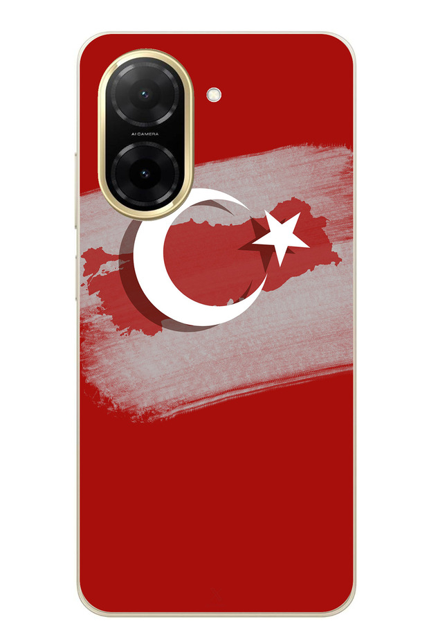 حافظة سيليكون متوافقة مع هاتف Redmi A5 بتفاصيل خريطة تركيا وعلمها مطبوع