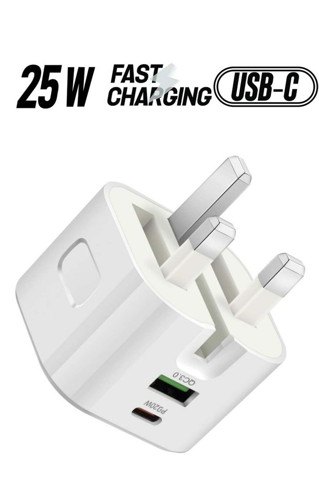 JMARY 25W USB-C Dual Port Charger, Foldable Plug Wall Charger, Infino Travel Adapter, PD TYPE C+USB