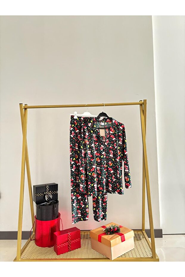 طقم بيجامة بأزرار أمامية من ميدنايت جلو - 4