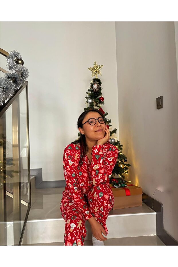 طقم بيجامة شتوية بأزرار أمامية من Winter Dream - 4