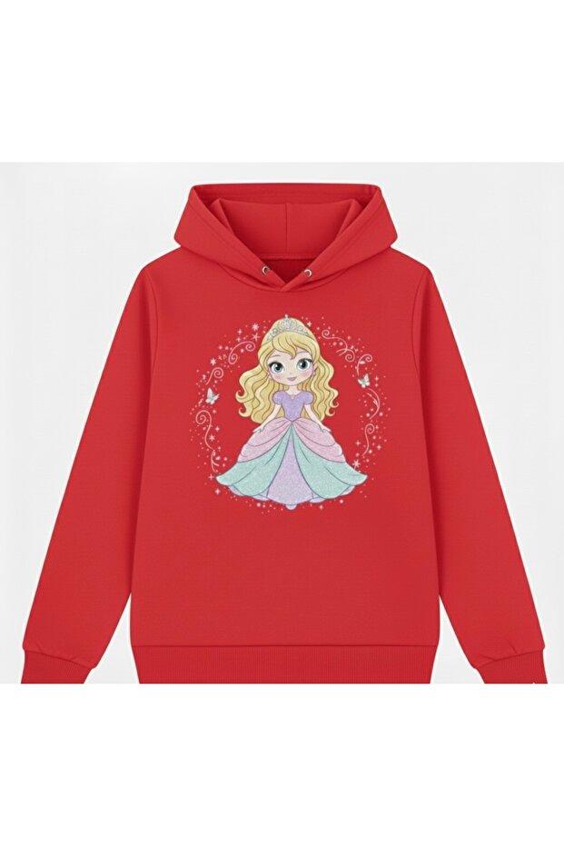 100% Cotton Shiny Fairy Tale Princess Printed Children's Hooded Sweatshirt