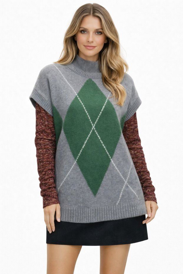 Pattern Detailed Double Colored Standard Size Knitwear Sweater