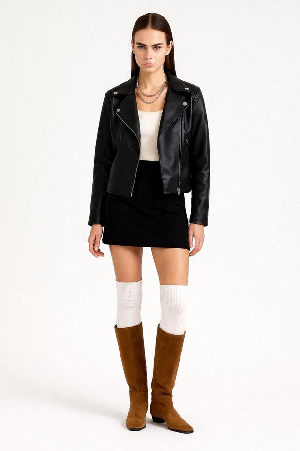 2 Çift Basic Lastikli Kalın Pamuk Karışımlı Diz Üstü Çorap - 3