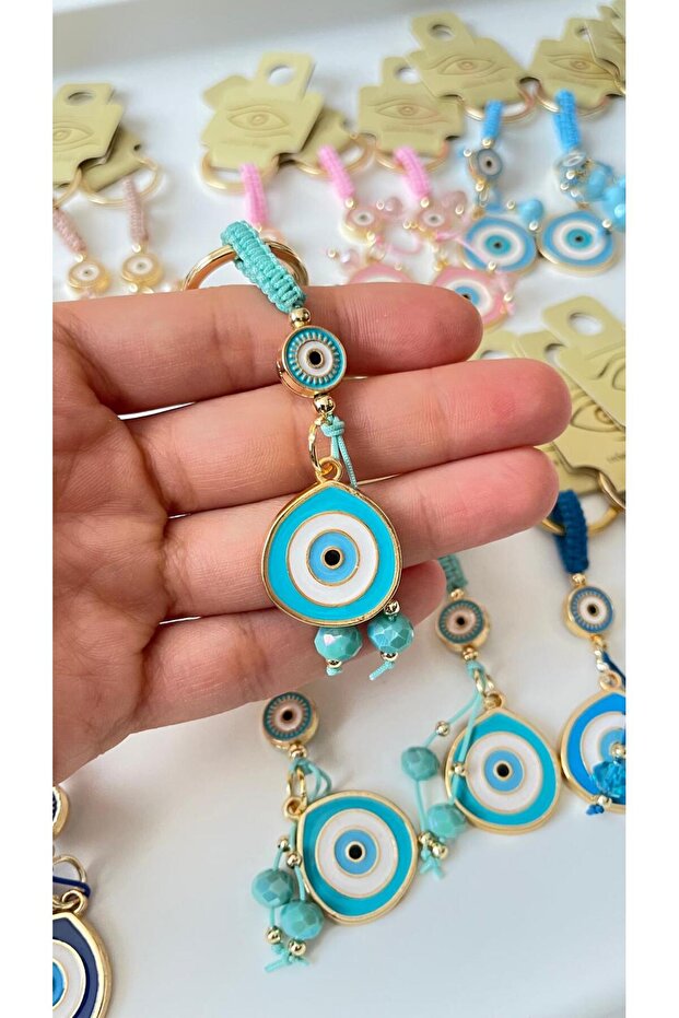 Green String Evil Eye Keychain - 7