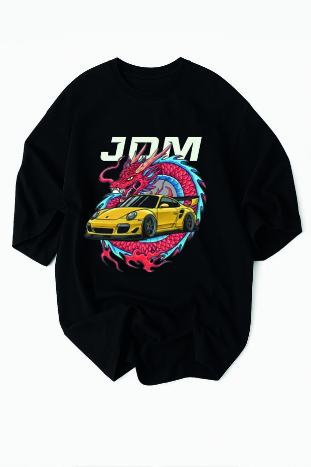 Japanese Dragon Modified Printed T-Shirt – Streetwear Racing Japanese Dragon Design