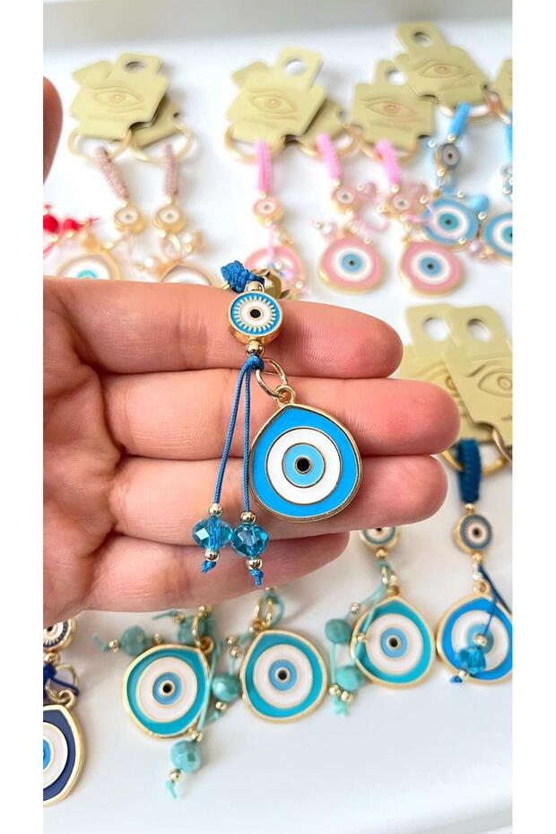 سلسلة مفاتيح على شكل عين الحسد بحبل فيروزي - 5