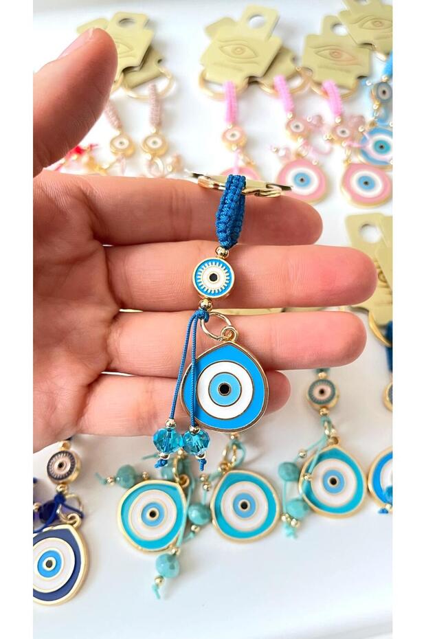 سلسلة مفاتيح على شكل عين الحسد بحبل فيروزي - 4