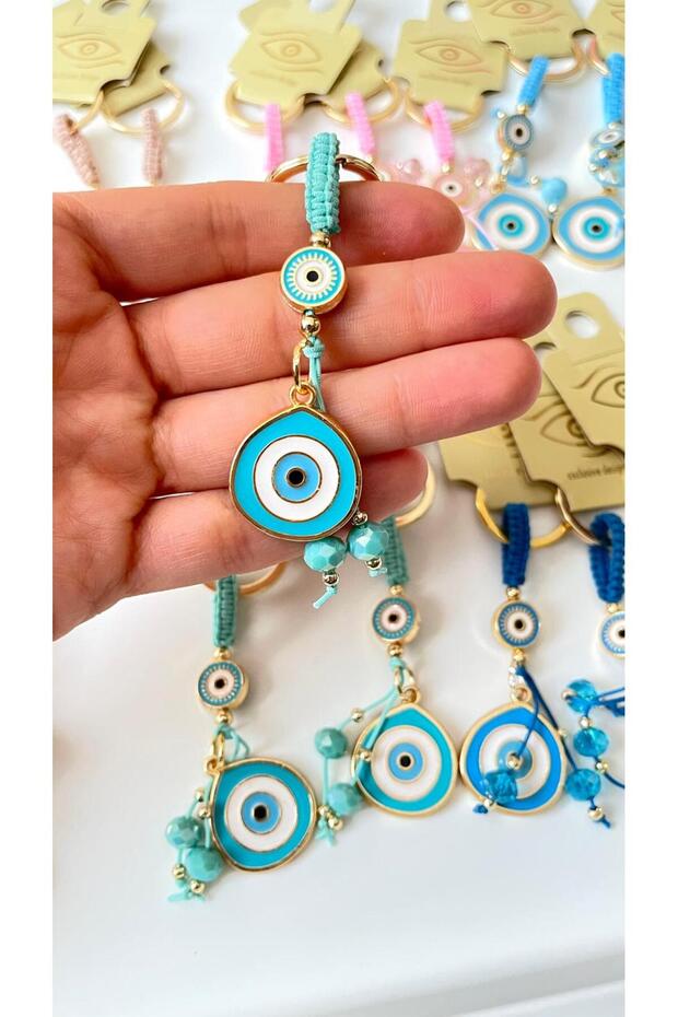 Green String Evil Eye Keychain - 3