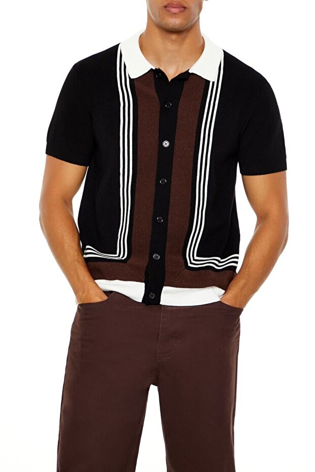 Renk Bloklu Triko Gömle - 2