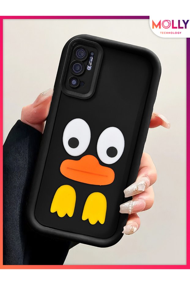 Black Edges Thick 3D Embossed Cute Duck Silicone Case for Xiaomi Redmi Note 11Se