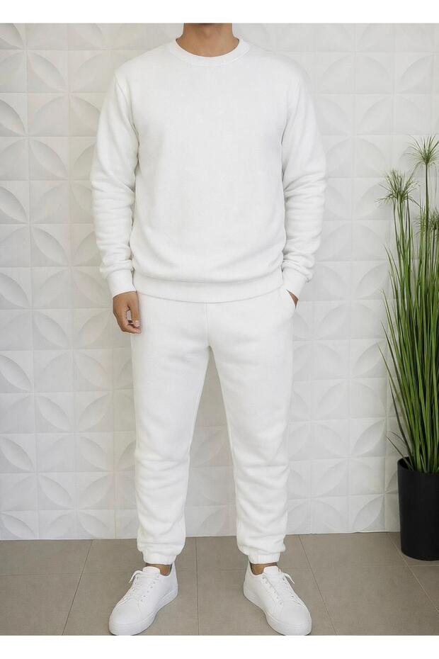 Men's Regular 3 Thread Thick Soft Textured Cycling Jacket Tracksuit Set