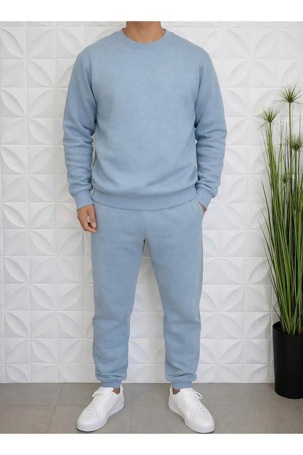 Men's Regular 3 Thread Thick Soft Textured Cycling Jacket Tracksuit Set
