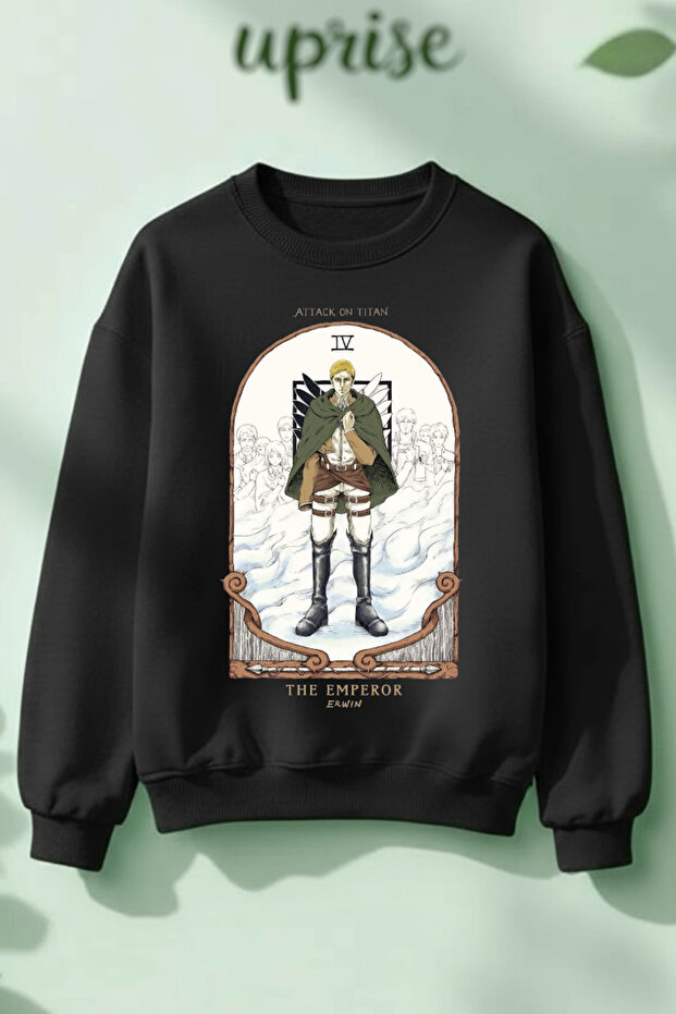 سويت شيرت Erwin Smith The Emperor Design مطبوع مصنوع من القطن بثلاث خيوط وياقة دائرية O قصة فضفاضة